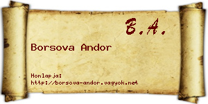 Borsova Andor névjegykártya